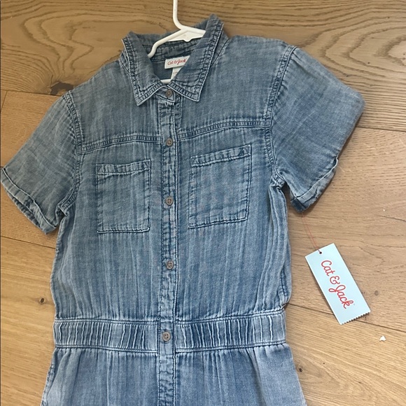 Cat & Jack Blue Jumpsuit girls 10/12 cotton - Picture 2 of 2